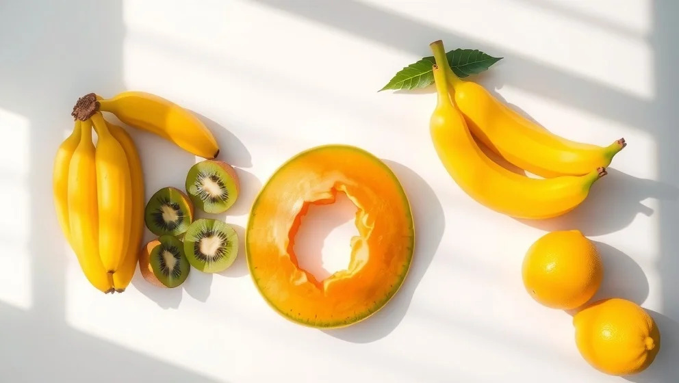 Banan melon kiwi och citron för hälsan
