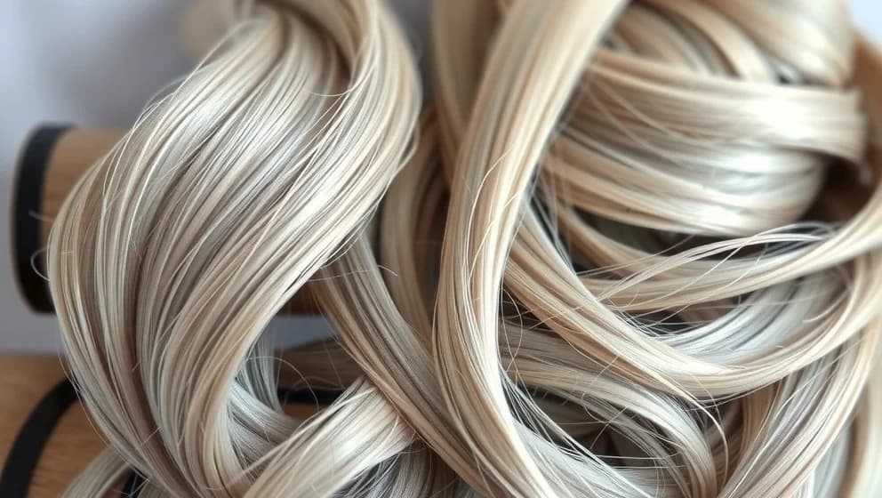 Vackra slingor i grått hår bilder